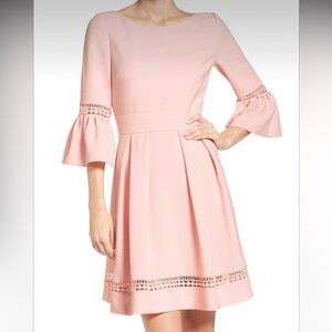 Eliza J Bell Sleeve Lace Inset Fit & Flare Dress